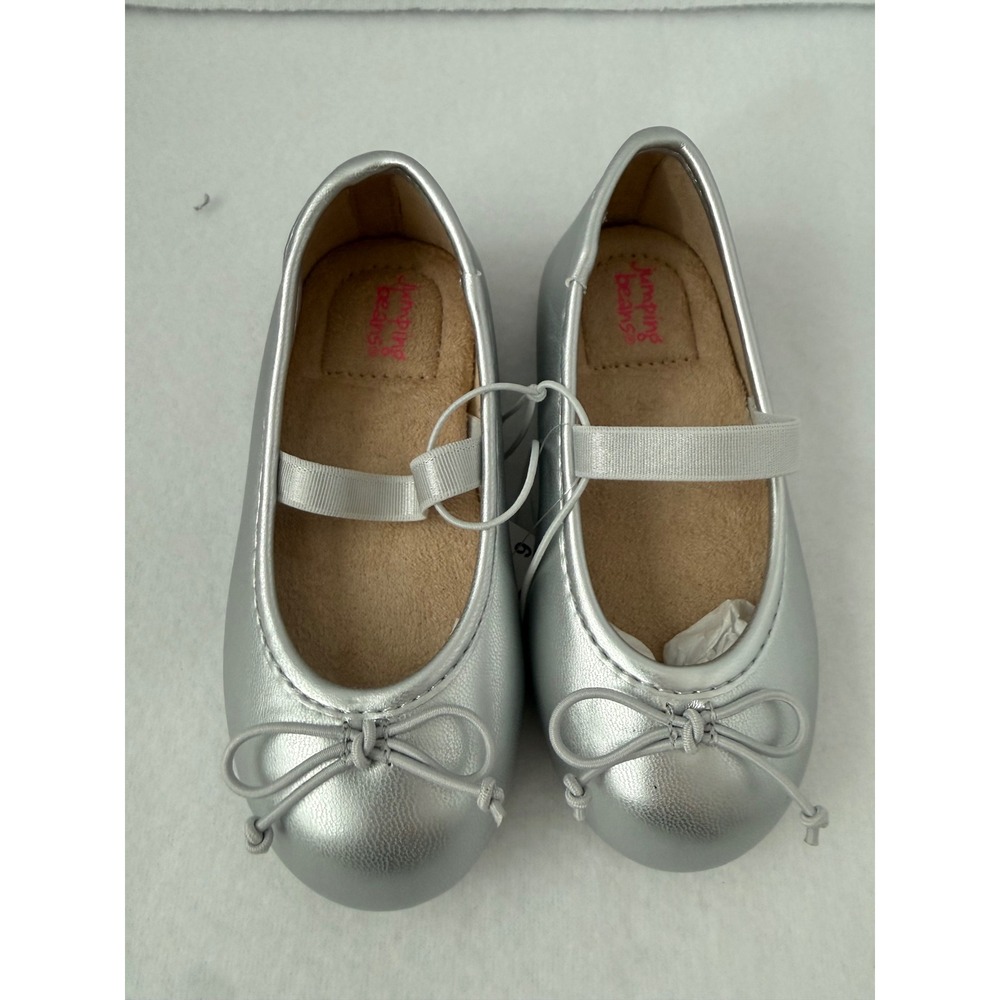 NWT Jumping Beans JunieeSilver Ballet Flats Memory Foam Toddler Size‎ 6